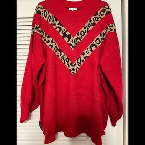 Jodifl red cheetah sweater, Large-oversized